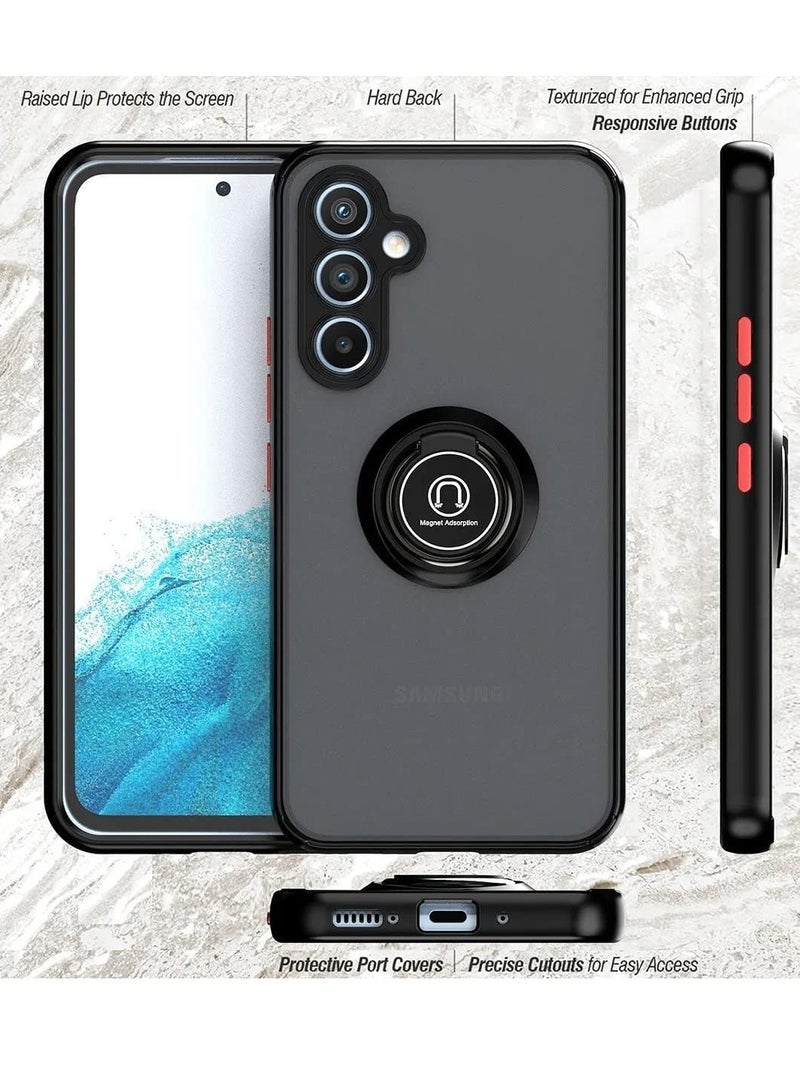 Case for Samsung Galaxy A55 5G with Rotational Metal Ring Kickstand, Anti Fingerprint Scratch Resistance Matte Finish Case Soft TPU Bumper Magnetic Car Mount Cover for Samsung Galaxy A55 5G - Image 2