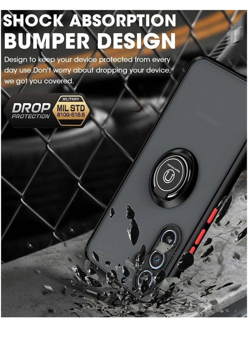 Case for Samsung Galaxy A55 5G with Rotational Metal Ring Kickstand, Anti Fingerprint Scratch Resistance Matte Finish Case Soft TPU Bumper Magnetic Car Mount Cover for Samsung Galaxy A55 5G - Image 4