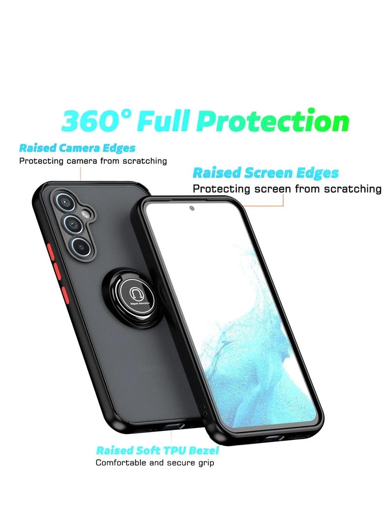 Case for Samsung Galaxy A55 5G with Rotational Metal Ring Kickstand, Anti Fingerprint Scratch Resistance Matte Finish Case Soft TPU Bumper Magnetic Car Mount Cover for Samsung Galaxy A55 5G - Image 5