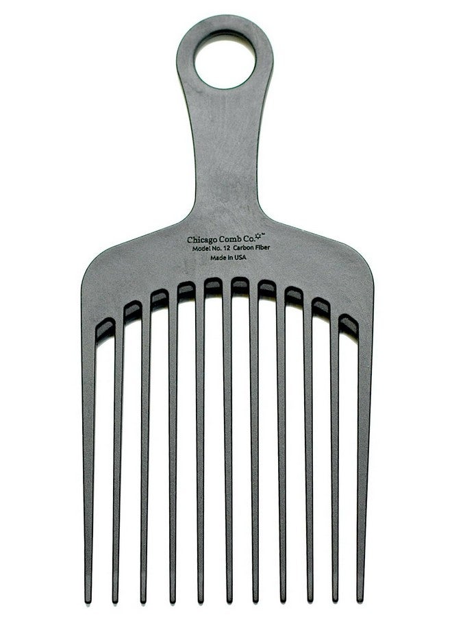 Chicago Comb Model 12 Carbon Fiber Xl Widetooth Pick Antistatic 7.5 Inches (19 Cm) Made In Usa Large Detangling And Styling Pick - Image 1