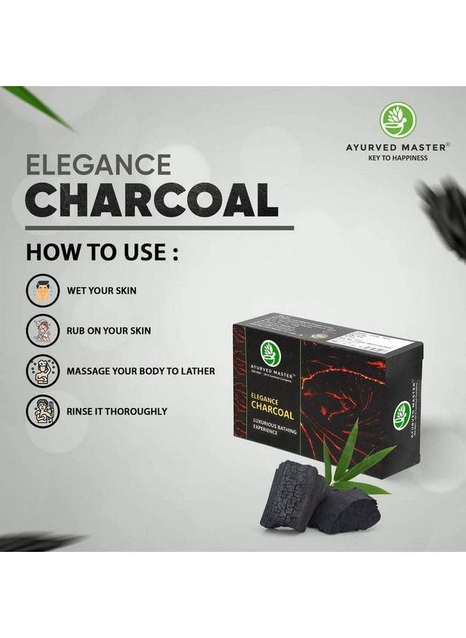 AYURVED MASTER - Activated Natural Charcoal Handmade Soap Treats Oily Skin Reduces Acne And Makes Skin Tighter And Firmer ; 125Gm*4 - Image 1