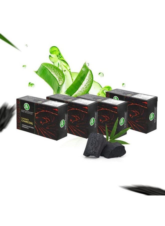 AYURVED MASTER - Activated Natural Charcoal Handmade Soap Treats Oily Skin Reduces Acne And Makes Skin Tighter And Firmer ; 125Gm*4 - Image 1