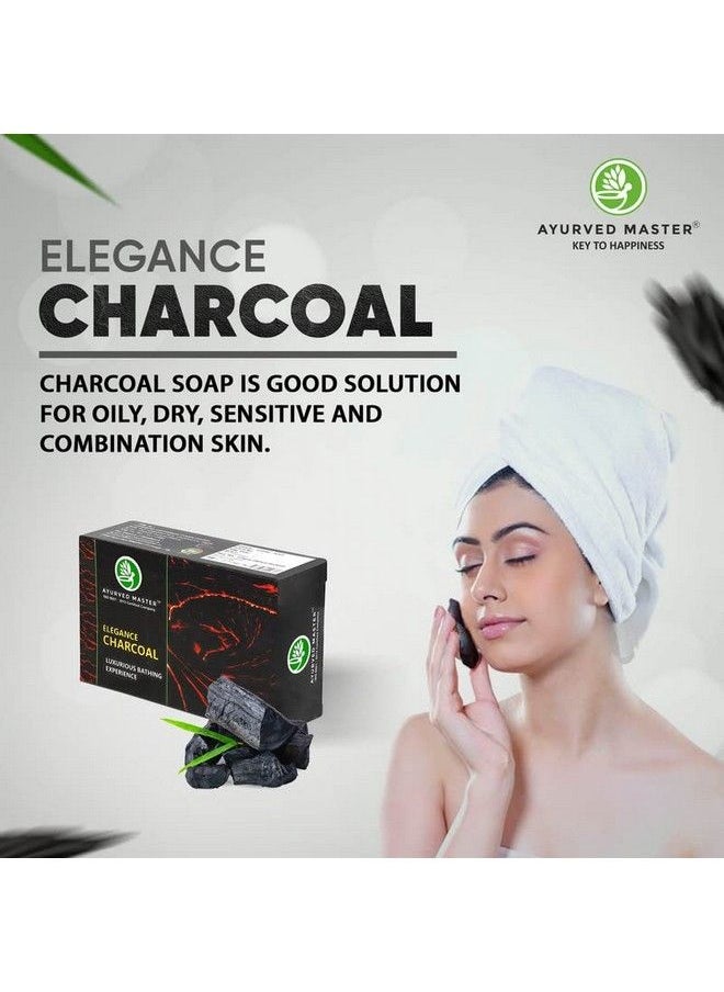 AYURVED MASTER - Activated Natural Charcoal Handmade Soap Treats Oily Skin Reduces Acne And Makes Skin Tighter And Firmer ; 125Gm*4 - Image 1