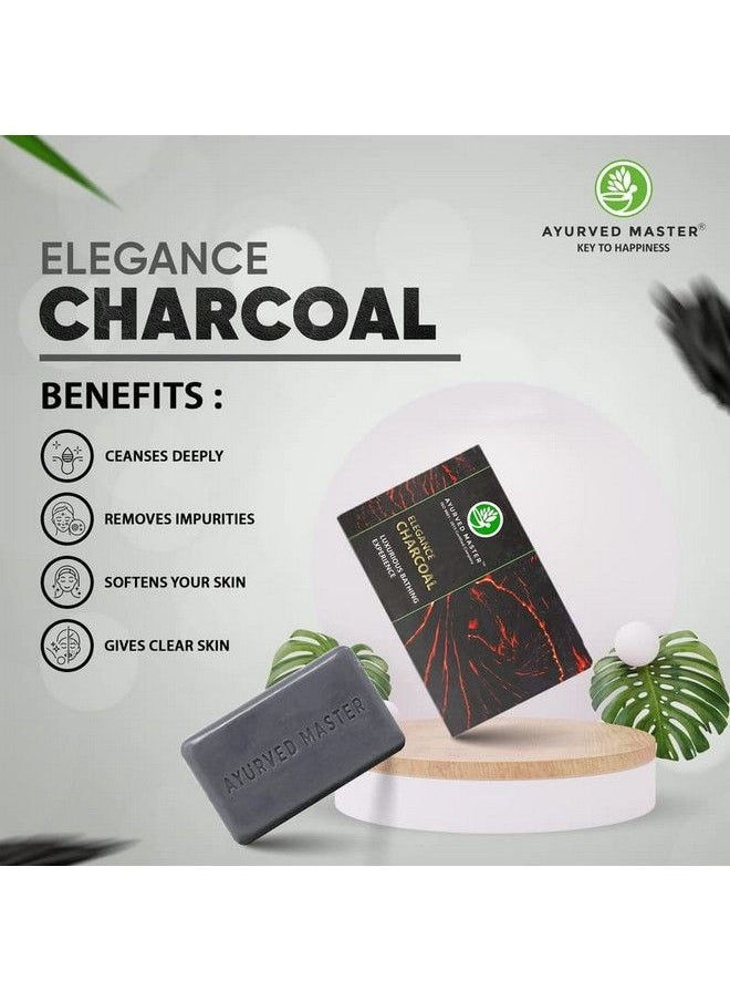 AYURVED MASTER - Activated Natural Charcoal Handmade Soap Treats Oily Skin Reduces Acne And Makes Skin Tighter And Firmer ; 125Gm*4 - Image 1