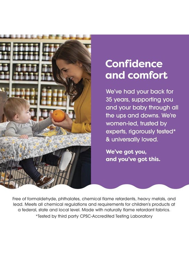 boppy Shopping Cart Cover, Sunshine Chevron, Cart Cover for Babies with Soft 360-Degree Coverage, Safety Harness, and SlideLine Toy Tether with Crinkle Sun Book Toy Included, 6mo+ - Image 5