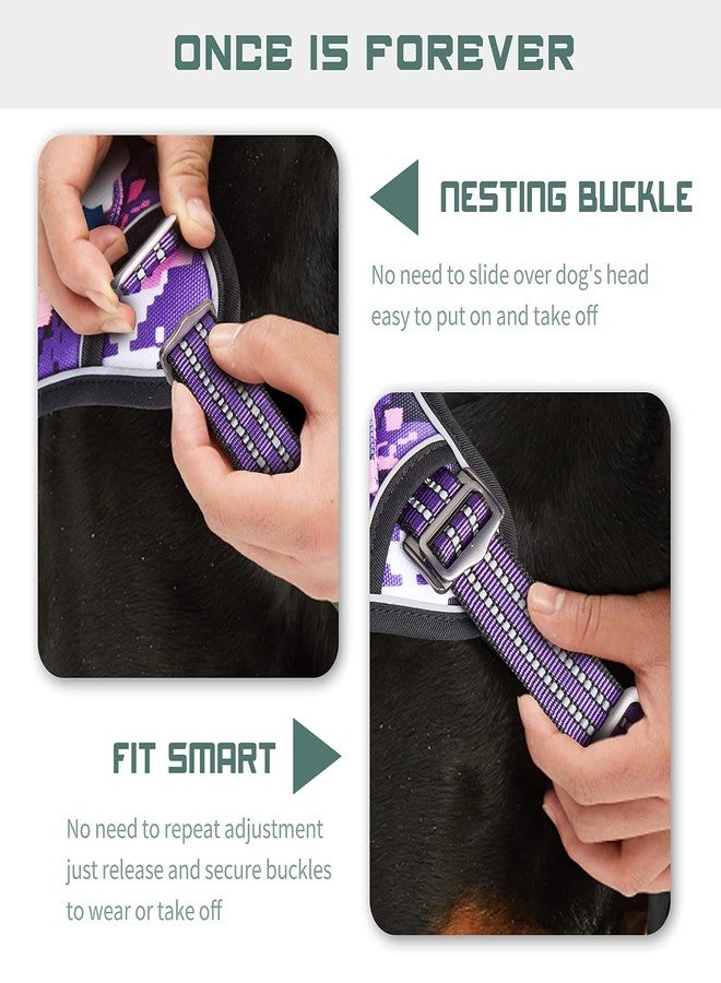 BUMBIN Tactical Pet Walking Harness with Handle for Medium Dogs, Adjustable, Famous TIK Tok Fit Smart Reflective No Pull Vest for Training, Purple M - Image 2
