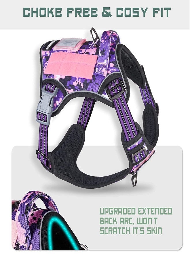 BUMBIN Tactical Pet Walking Harness with Handle for Medium Dogs, Adjustable, Famous TIK Tok Fit Smart Reflective No Pull Vest for Training, Purple M - Image 3