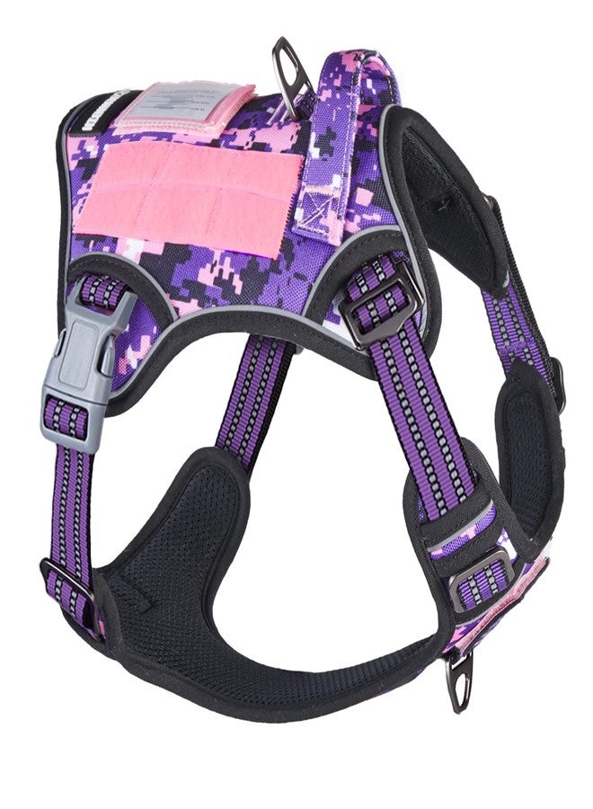 BUMBIN Tactical Pet Walking Harness with Handle for Medium Dogs, Adjustable, Famous TIK Tok Fit Smart Reflective No Pull Vest for Training, Purple M - Image 1