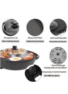 Alissa Circular Edition Hotpot Grill Combo, 2 in 1 BBQ Grill and Hot Pot with Divider Portable Smokeless Grill Indoor BBQ Electric Grill with Round Hot Pot for 3-5 People, 110V 1350W  - Image 4