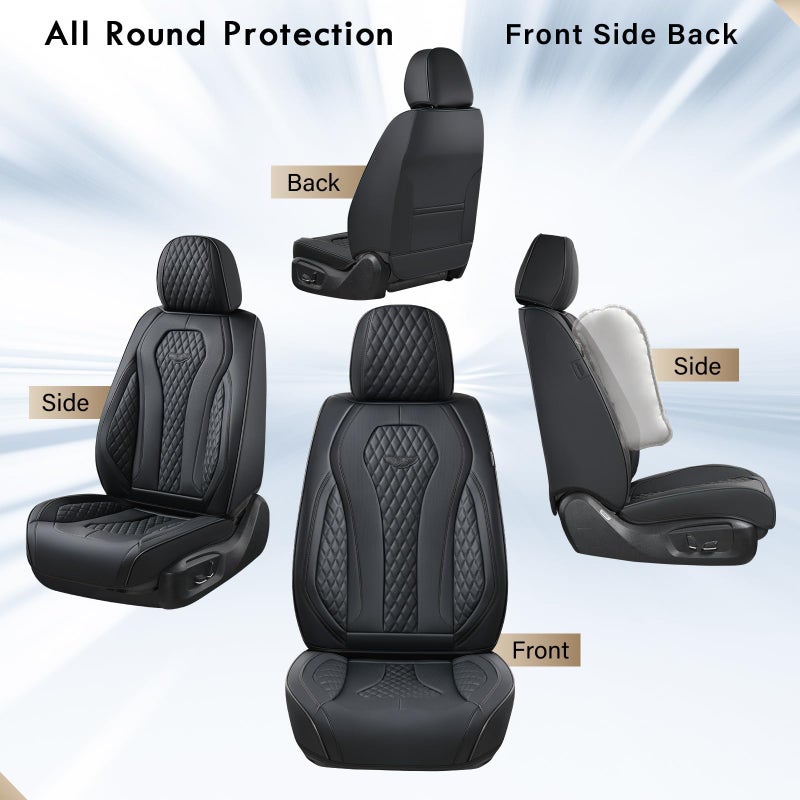 Coverado Seat Covers, Car Seat Covers Front Seats, Black Car Seat Cover, Waterproof Car Seat Covers, Car Seat Cushion, Front Car Seat Covers Leatherette Car Seat Protector Universal Fit Most Cars - Image 4