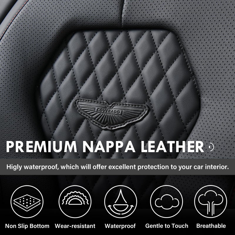 Coverado Seat Covers, Car Seat Covers Front Seats, Black Car Seat Cover, Waterproof Car Seat Covers, Car Seat Cushion, Front Car Seat Covers Leatherette Car Seat Protector Universal Fit Most Cars - Image 5