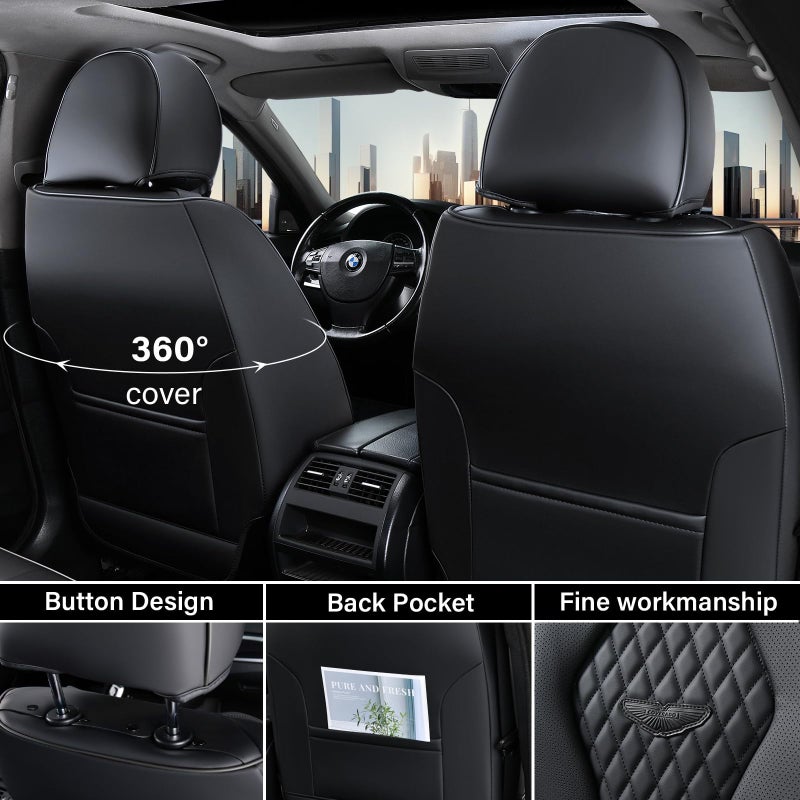 Coverado Seat Covers, Car Seat Covers Front Seats, Black Car Seat Cover, Waterproof Car Seat Covers, Car Seat Cushion, Front Car Seat Covers Leatherette Car Seat Protector Universal Fit Most Cars - Image 3