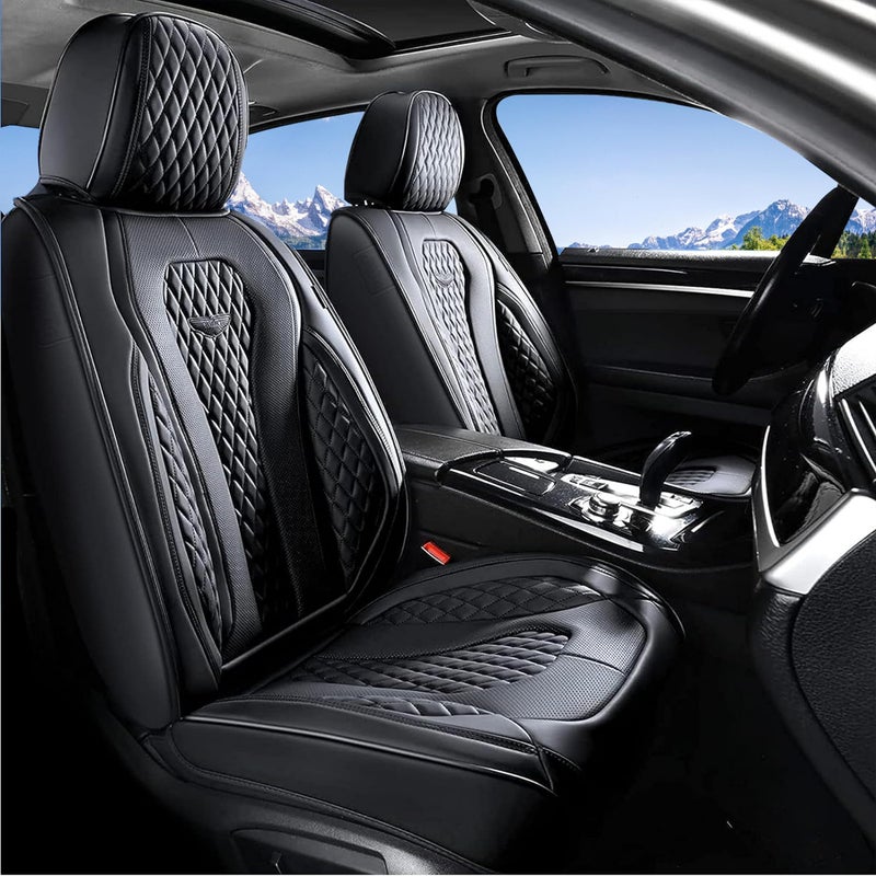 Coverado Seat Covers, Car Seat Covers Front Seats, Black Car Seat Cover, Waterproof Car Seat Covers, Car Seat Cushion, Front Car Seat Covers Leatherette Car Seat Protector Universal Fit Most Cars - Image 1