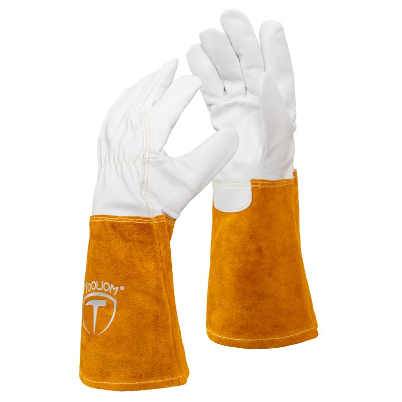 TOOLIOM Premium Goatskin TIG Welding Gloves Cuff Cowhide Split Leather with Soft Lining HighDexterity 14inch Extra Large
