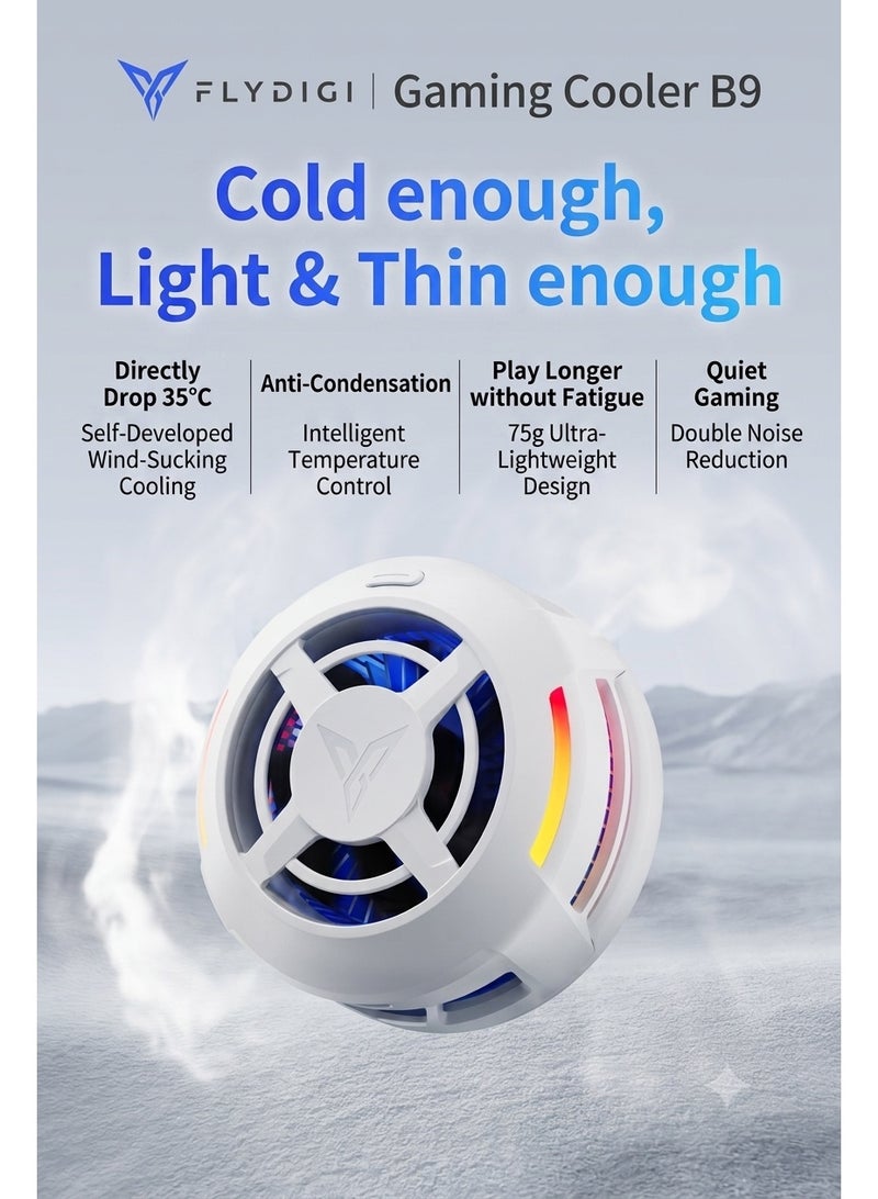 Flydigi B9 Phone Cooler, 21 W (-35°C) RGB Magnetic Cooling Fan with App Control, Ultra-Quiet Portable Cooling Pad, 75g Weight, Strong Magnetic Attachment for iPhone, Android, RedMagic Phones – Built for Intense Gaming, Perfect for FPS Games like PUBG Mobile & Call of Duty Mobile - Image 2