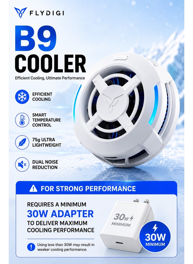 Flydigi B9 Phone Cooler, 21 W (-35°C) RGB Magnetic Cooling Fan with App Control, Ultra-Quiet Portable Cooling Pad, 75g Weight, Strong Magnetic Attachment for iPhone, Android, RedMagic Phones – Built for Intense Gaming, Perfect for FPS Games like PUBG Mobile & Call of Duty Mobile - Image 4