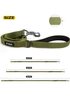 fida Fida 4 FT Heavy Duty Dog Leash with 2 Comfortable Padded Handles, Traffic Handle & Advanced Easy Snap Hook, Reflective Walking Lead for Large, Medium & Small Breed Dogs, Green  - Image 5