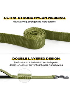fida Fida 4 FT Heavy Duty Dog Leash with 2 Comfortable Padded Handles, Traffic Handle & Advanced Easy Snap Hook, Reflective Walking Lead for Large, Medium & Small Breed Dogs, Green  - Image 3
