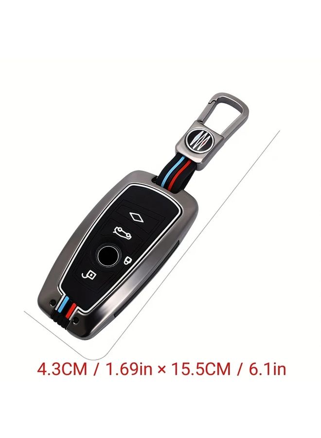 New Smart Key Protective Case Silvery for BMW Car Key Compatible with 3 Button and 4 Button Cars Including Series 1 2 3 4 5 6 7 X1 X2 X3 X4 X5 with Key Chain - Image 2