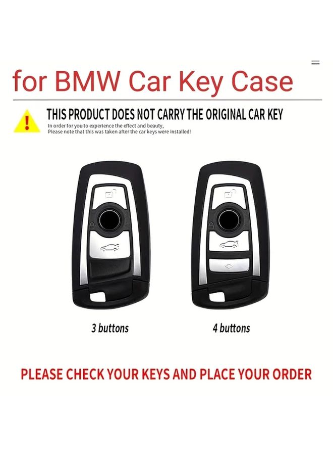 New Smart Key Protective Case Silvery for BMW Car Key Compatible with 3 Button and 4 Button Cars Including Series 1 2 3 4 5 6 7 X1 X2 X3 X4 X5 with Key Chain - Image 3