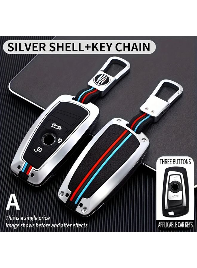 New Smart Key Protective Case Silvery for BMW Car Key Compatible with 3 Button and 4 Button Cars Including Series 1 2 3 4 5 6 7 X1 X2 X3 X4 X5 with Key Chain - Image 5