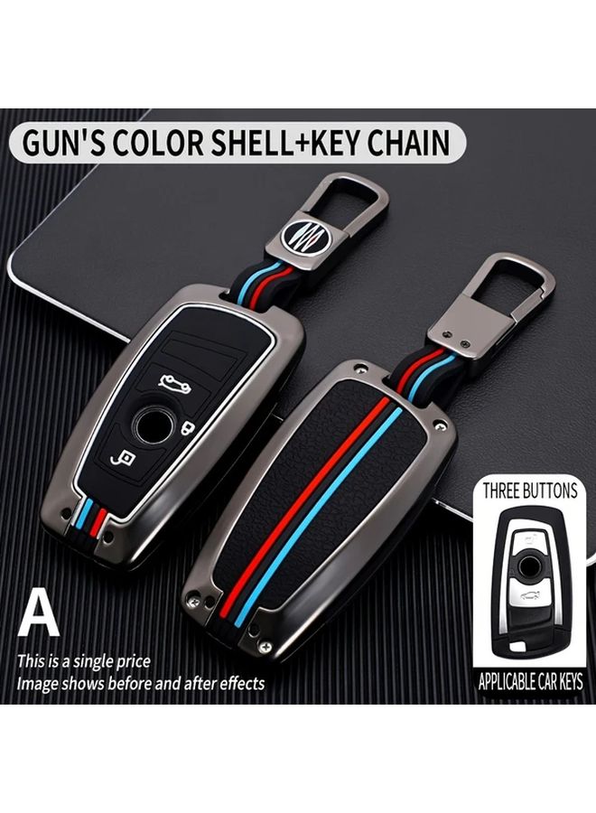 New Smart Key Protective Case Silvery for BMW Car Key Compatible with 3 Button and 4 Button Cars Including Series 1 2 3 4 5 6 7 X1 X2 X3 X4 X5 with Key Chain - Image 1