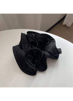 Heavy! French style high-grade large intestine hair ring ins oversized wooden ear flower bud satin large intestine ring temperament hair rope Black