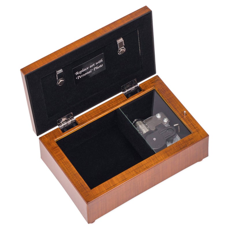 Cottage Garden First Communion God Beside You Woodgrain Rope Trim Petite Music Box Plays Handel's Hallelujah - Image 3