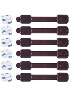 CUTESAFETY CUTESAFETY Child Proof Safety Locks - Baby Proofing Cabinet Lock with 6 Extra 3M Adhesives - Adjustable Strap Latches to Cabinets, Drawers, Cupboard, Oven, Fridge, Closet Seat, Door, Window (Brown, 6)  - Image 2