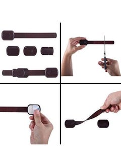 CUTESAFETY CUTESAFETY Child Proof Safety Locks - Baby Proofing Cabinet Lock with 6 Extra 3M Adhesives - Adjustable Strap Latches to Cabinets, Drawers, Cupboard, Oven, Fridge, Closet Seat, Door, Window (Brown, 6)  - Image 5