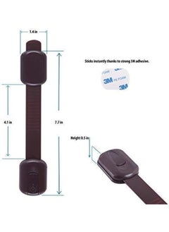 CUTESAFETY CUTESAFETY Child Proof Safety Locks - Baby Proofing Cabinet Lock with 6 Extra 3M Adhesives - Adjustable Strap Latches to Cabinets, Drawers, Cupboard, Oven, Fridge, Closet Seat, Door, Window (Brown, 6)  - Image 3