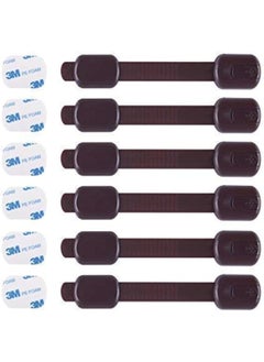 CUTESAFETY CUTESAFETY Child Proof Safety Locks - Baby Proofing Cabinet Lock with 6 Extra 3M Adhesives - Adjustable Strap Latches to Cabinets, Drawers, Cupboard, Oven, Fridge, Closet Seat, Door, Window (Brown, 6)  - Image 1