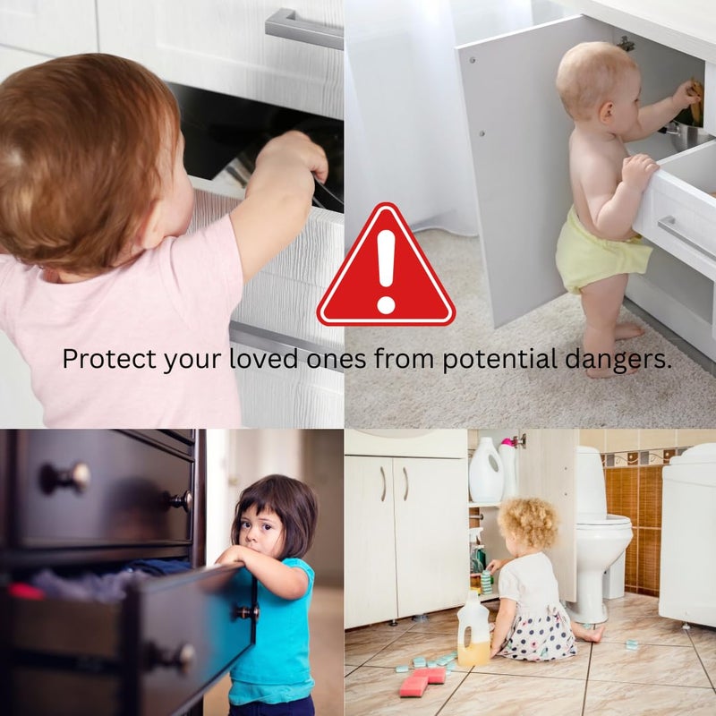 CUTESAFETY - Child Safety Cabinet Locks (6 Pack) - Adjustable Baby Proofing Strap Latches with Strong 3M Adhesive - No Drill Childproof Locks for Drawers, Cabinets, Fridge, Door, Closet, Brown - Image 2
