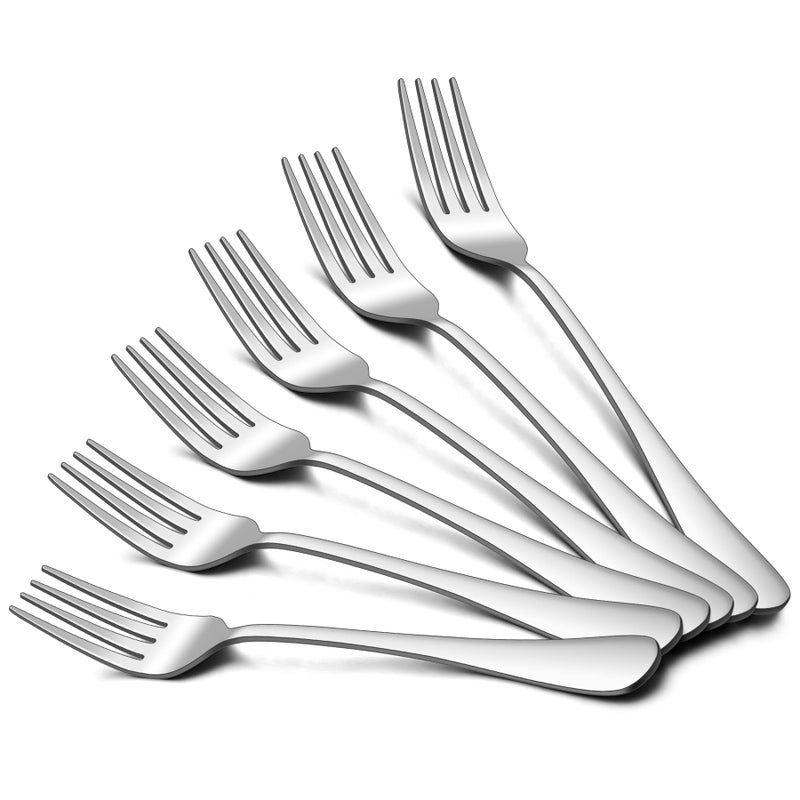 HaWare Dinner Forks Set of 6 Large Stainless Steel Table Forks for Home Kitchen Restaurant Round Edge Mirror Polished Dishwasher Safe  20cm