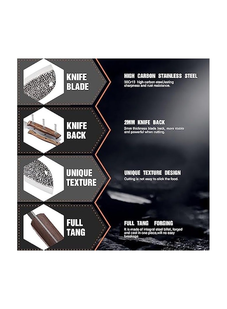 Green Tiger Meat Cleaver Knife 6.2 inches, Ultra Sharp Lightweight Vegetable Kitchen Knife, Full-tang Chopping Knife Serbian Chefs Knife - Image 2