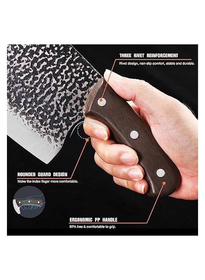 Green Tiger Meat Cleaver Knife 6.2 inches, Ultra Sharp Lightweight Vegetable Kitchen Knife, Full-tang Chopping Knife Serbian Chefs Knife - Image 3