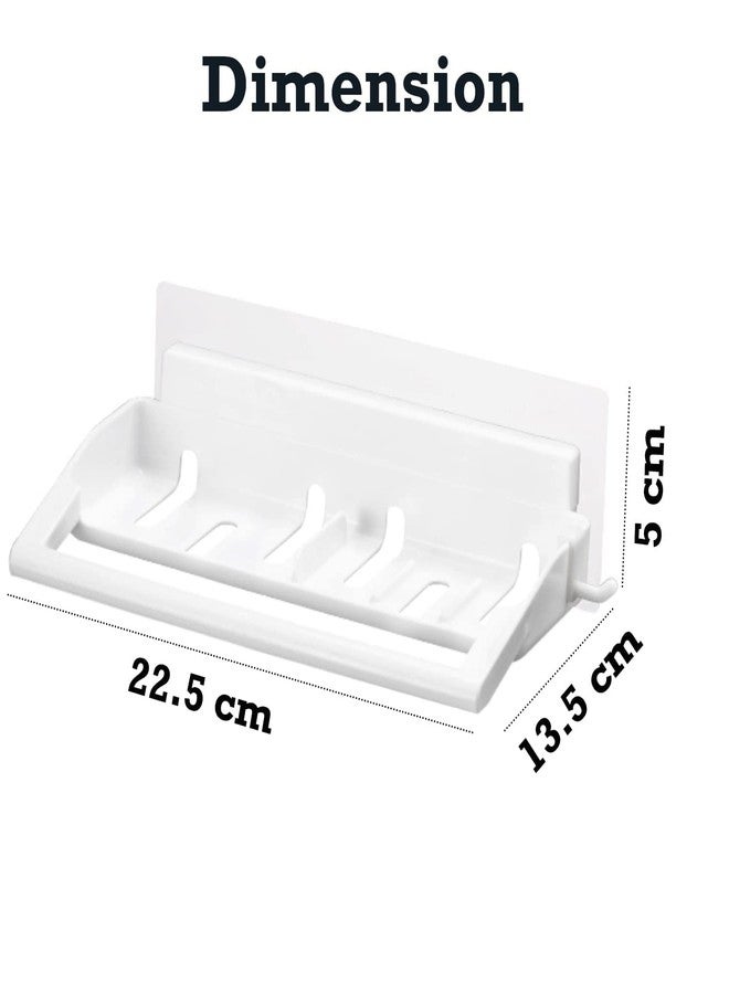 Stavae Magic Sticker Soap Holder Multi-Purpose Bathroom Organiser Shelf for Kitchen Toilet Paper Towel Holder Shampoo Soap Dish with Towel Rod Napkin Holder (Pack of 1) (Multi Color) - Image 3