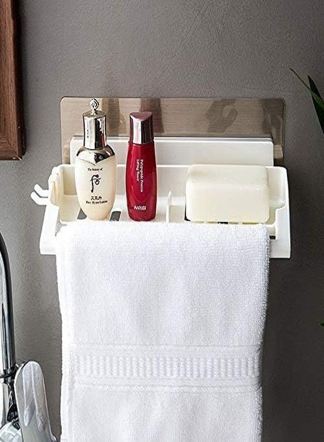Stavae Magic Sticker Soap Holder Multi-Purpose Bathroom Organiser Shelf for Kitchen Toilet Paper Towel Holder Shampoo Soap Dish with Towel Rod Napkin Holder (Pack of 1) (Multi Color) - Image 2