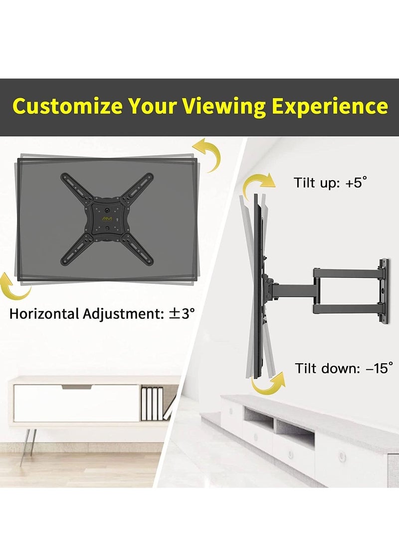 Tilt & Swivel TV Wall Mount - Heavy Duty Steel Bracket for 32-55" LED, LCD, Flat & Curved TVs, 70 lbs Capacity, VESA 400x400, RM-400 Black - Image 3