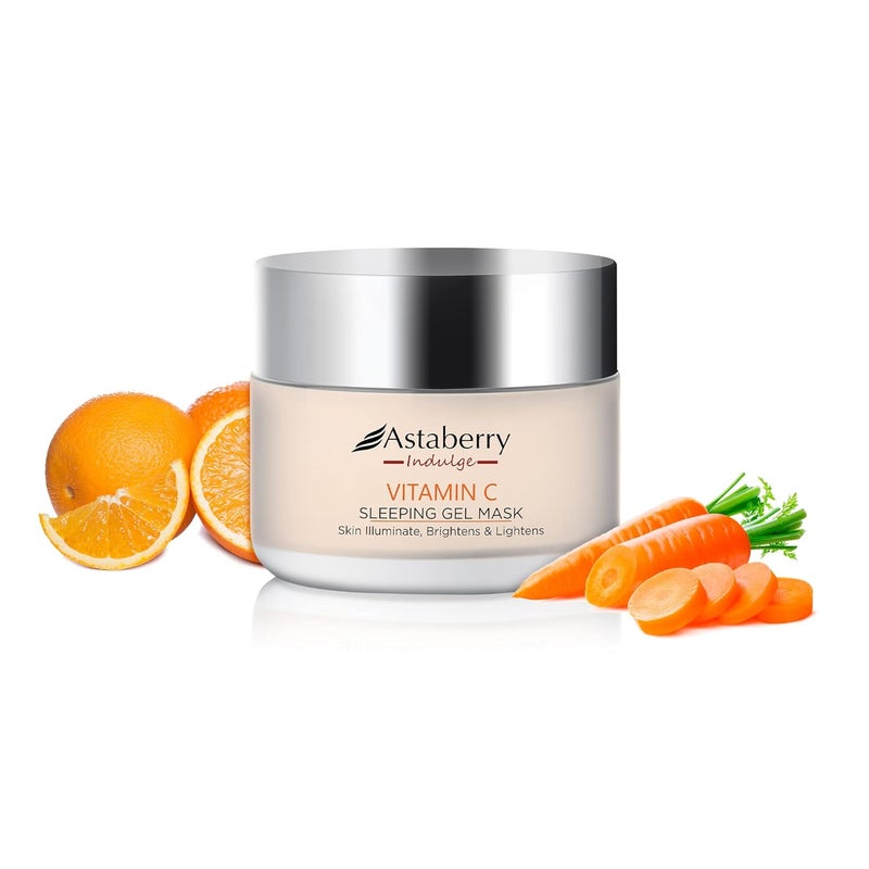 Astaberry Indulge Vitamin C Sleeping Gel Mask for Skin illuminate 50g Brightens Lightens Boosts Glow Plumps Skin Repairs Sun Damage Reduces Pigmentation - Image 1
