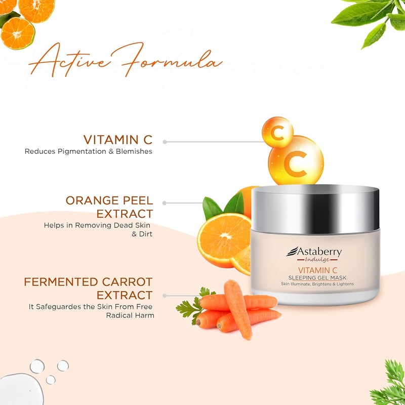 Astaberry Indulge Vitamin C Sleeping Gel Mask for Skin illuminate 50g Brightens Lightens Boosts Glow Plumps Skin Repairs Sun Damage Reduces Pigmentation - Image 3