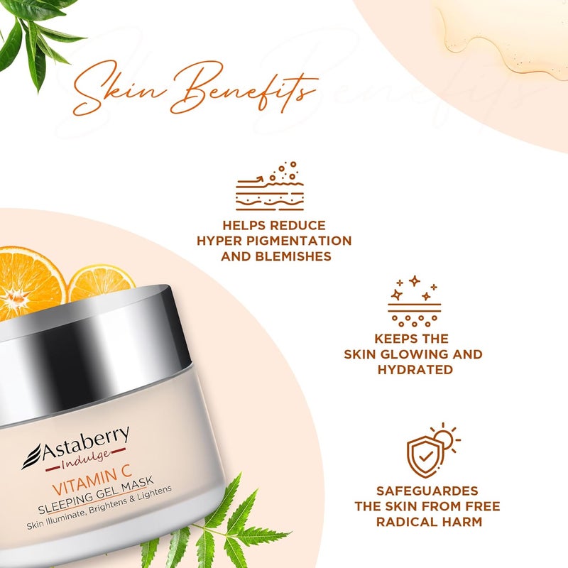 Astaberry Indulge Vitamin C Sleeping Gel Mask for Skin illuminate 50g Brightens Lightens Boosts Glow Plumps Skin Repairs Sun Damage Reduces Pigmentation - Image 4