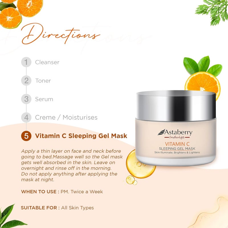 Astaberry Indulge Vitamin C Sleeping Gel Mask for Skin illuminate 50g Brightens Lightens Boosts Glow Plumps Skin Repairs Sun Damage Reduces Pigmentation - Image 5