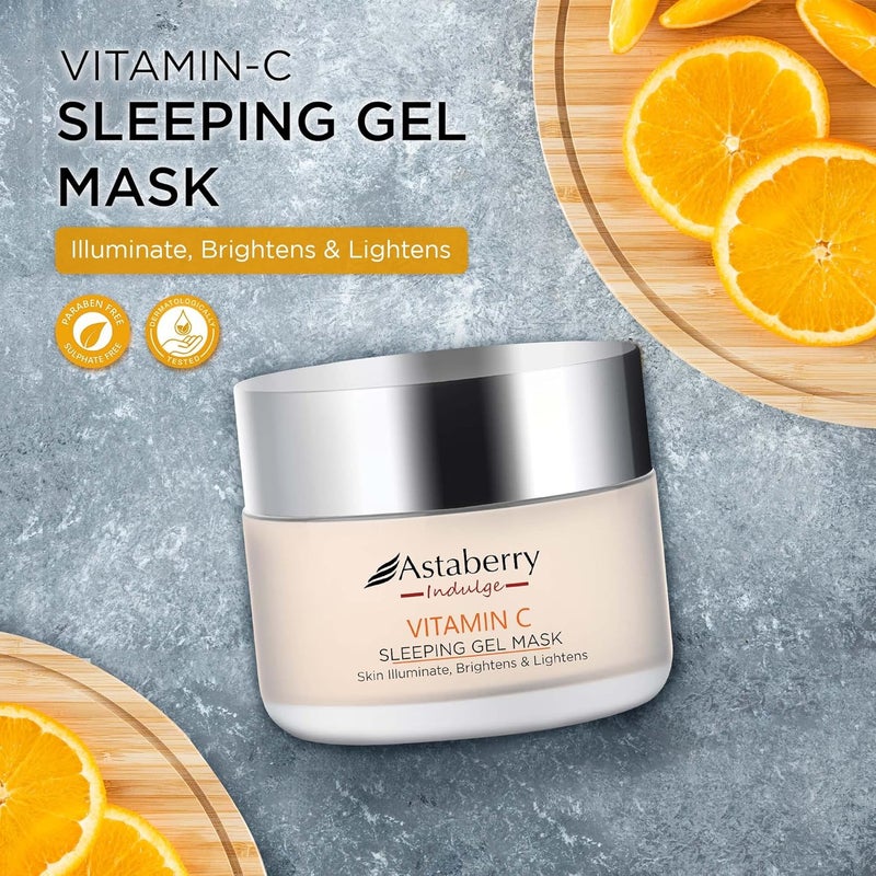 Astaberry Indulge Vitamin C Sleeping Gel Mask for Skin illuminate 50g Brightens Lightens Boosts Glow Plumps Skin Repairs Sun Damage Reduces Pigmentation - Image 2