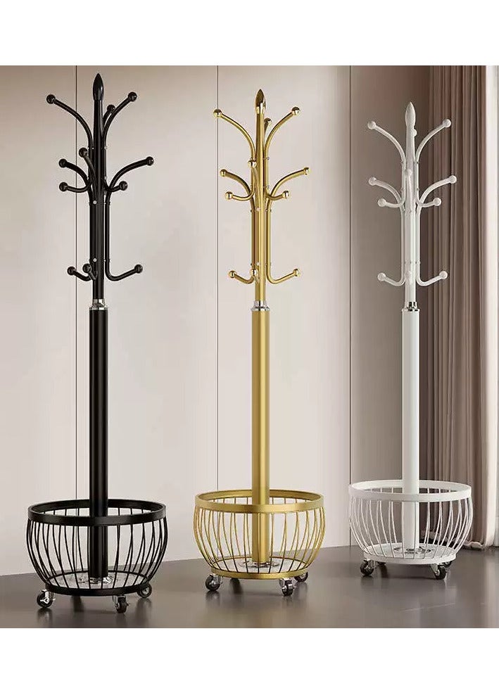 SHEE ONE 2-in-1 Clothes Rack with Smart Hook Distribution by SHEE ONE | Mobile Clothes Hanger with Wheels and Bottom Storage Basket | Elegant Coat Stand with a Circular Modern Design | Multi-Use Abaya Rack for Entryways and Bedrooms | 170×40×40 cm - Image 5