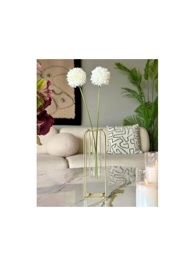 The Bros Glass Test Tube Vase with Metal Frame | Test Tube Flower Vase for Home Decor | Flower Vase with Stand for Home Decoration Items Living Room Corner Table - Image 4