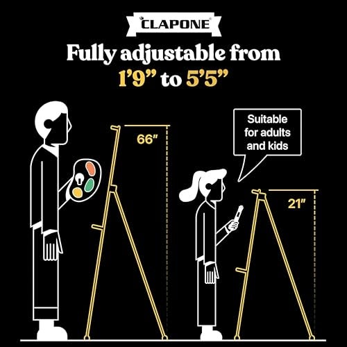 CLAPONE Portable Lightweight Metal Tripod Easel Stand Tripod Easel Stand Lightweight Metal Construction with Adjustable Height up to 5 Feet Supports Canvase Ideal for Artists Painting Display and Advertising Use (1 Piece) - Image 5