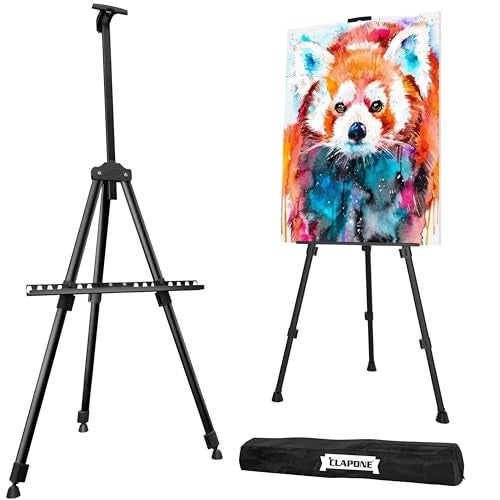 CLAPONE Portable Lightweight Metal Tripod Easel Stand Tripod Easel Stand Lightweight Metal Construction with Adjustable Height up to 5 Feet Supports Canvase Ideal for Artists Painting Display and Advertising Use (1 Piece) - Image 1