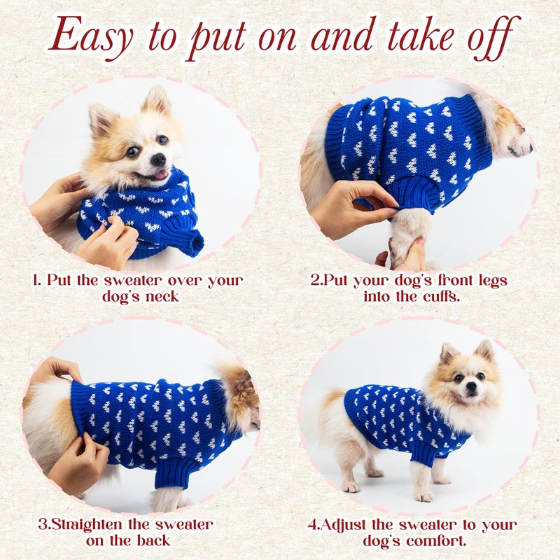 krastmon Dog Sweater Heart Puppy Sweater Warm Soft Pet Cloth Dog Outfits for Small Dogs and Cats (Pink, XL) - Image 3