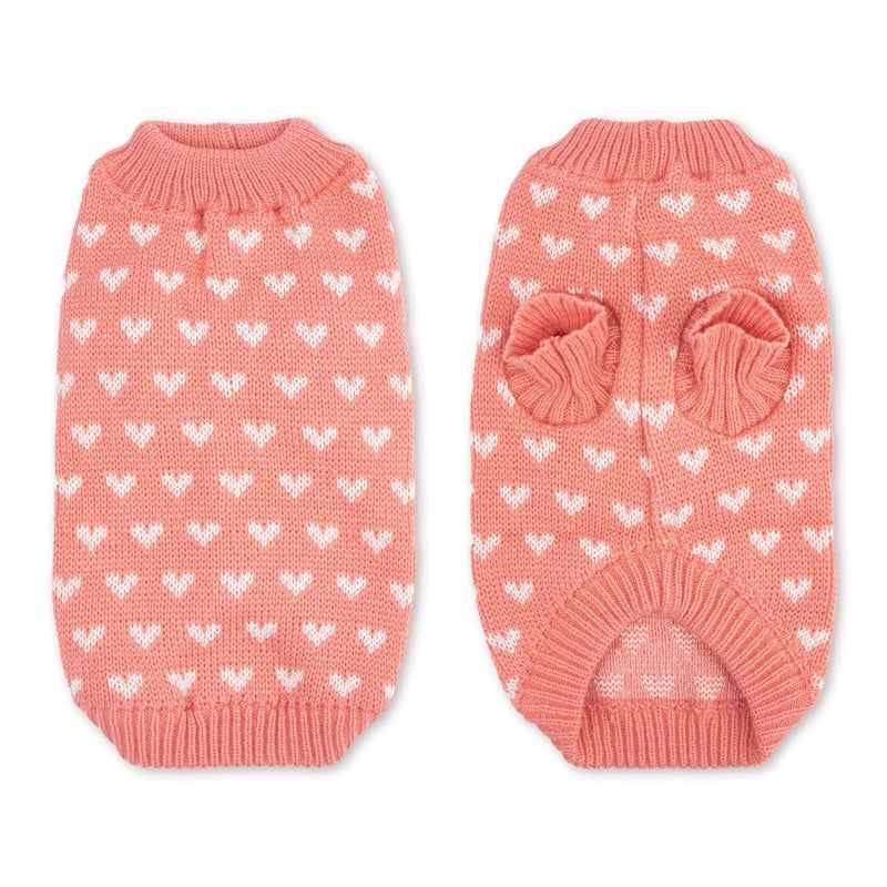 krastmon Dog Sweater Heart Puppy Sweater Warm Soft Pet Cloth Dog Outfits for Small Dogs and Cats (Pink, XL) - Image 2